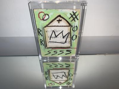 Dans Le Goût de Jean Michel Basquiat  - House Crown - Carte postale rehaussé au pastel 2