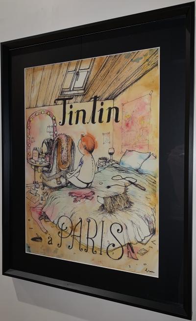 DRAN - Tintin à Paris, 2018 - Lithographie signée et rehaussée 2