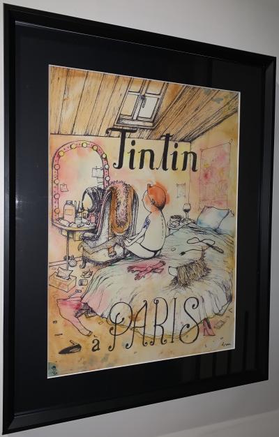DRAN - Tintin à Paris, 2018 - Lithographie signée et rehaussée 2