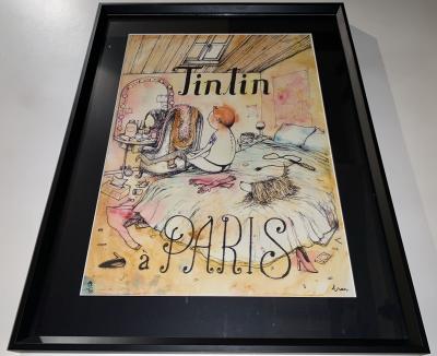 DRAN - Tintin à Paris, 2018 - Lithographie signée et rehaussée 2