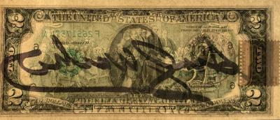 Andy WARHOL - 2$  - Billet de deux dollars signé à l’acrylic noir - 1976 2