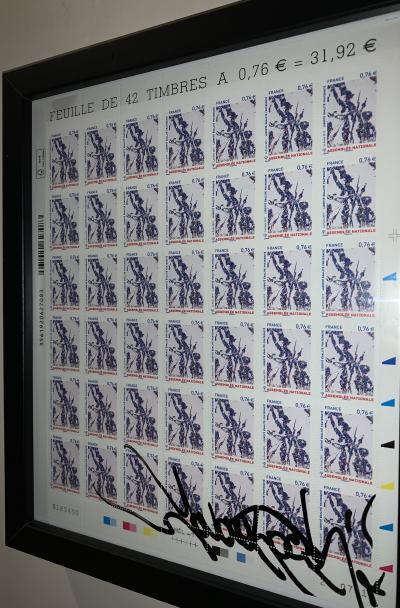 JonOne - Liberté Egalité Fraternité, 2015  - Planche de timbres signée 2