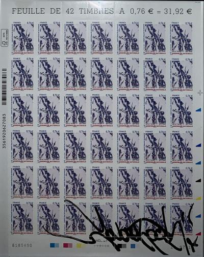 JonOne - Liberté Egalité Fraternité, 2015  - Planche de timbres signée 2