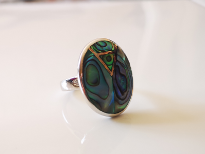 Bague en argent  nacre multicolore 2