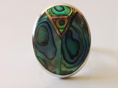 Bague en argent  nacre multicolore 2