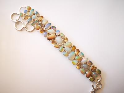 Bracelet en argent nombreuses 'opales et de citrines environ 90 carats 2
