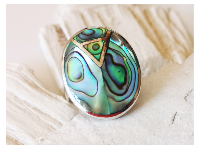 Bague en argent  nacre multicolore 2