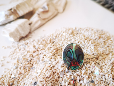 Bague en argent  nacre multicolore 2