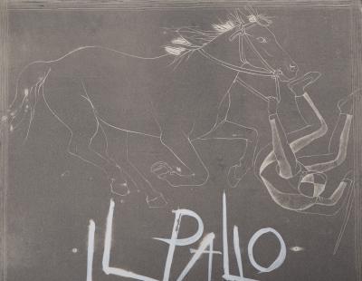 Pierre Yves TREMOIS : Horseman (Il Palio) - Monotype and watercolor 2