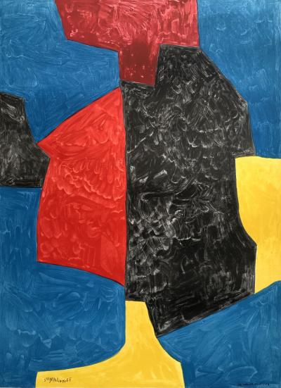 Serge POLIAKOFF (after) - Composition blue, red, yellow, black - Lithograph 2