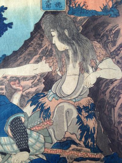 UTAGAWA KUNIYOSHI (1798-1861) estampe japonaise originale Samouraï Kabuki 1852 2