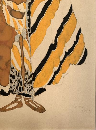 Léon BAKST - Projet Costume Saint-Sebastien, 1922  - Lithographie réhaussée 2