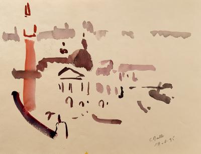 Charles MALLE - Venise, 1995 - Aquarelle originale signée 2