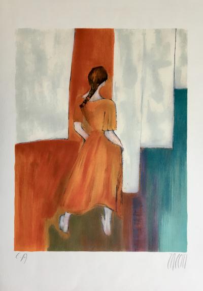 Jean-Marie ZACCHI - La robe rouge, Lithographie originale signée 2