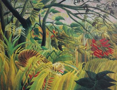 Le Douanier ROUSSEAU (d’après) - Surpris (le tigre) - Lithographie originale signée, 1976