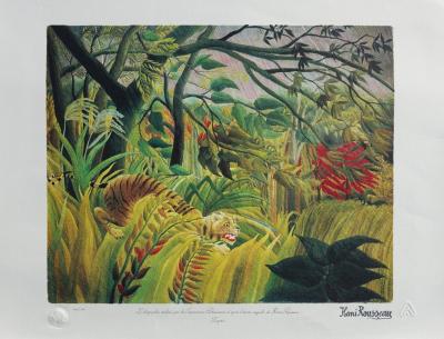Le Douanier ROUSSEAU (d’après) - Surpris (le tigre) - Lithographie originale signée, 1976 2