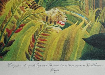 Le Douanier ROUSSEAU : Surpris (le tigre), Lithographie originale signée, 1976 2