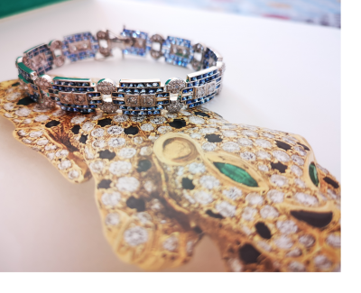 Bracelet de style art déco en or gris 18 carats saphirs calibrés et de diamants  - certificat 2