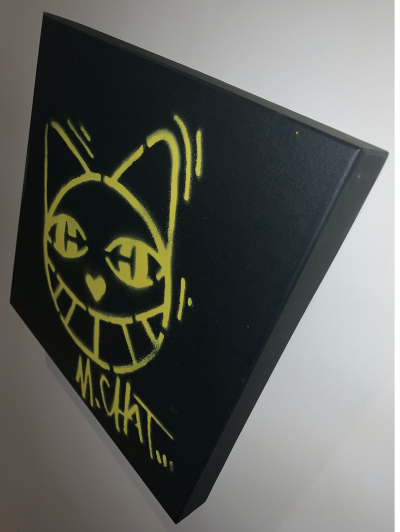 M.Chat - Chat Souriant - Pochoir à l’encre sur carton - 2018 - Edition limitée 2