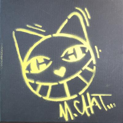 M.Chat - Chat Souriant - Pochoir à l’encre sur carton - 2018 - Edition limitée 2