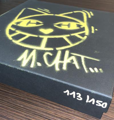 M.Chat - Chat Souriant - Pochoir à l’encre sur carton - 2018 - Edition limitée 2