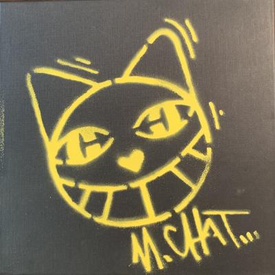 M.Chat - Chat Souriant - Pochoir à l’encre sur carton - 2018 - Edition limitée 2