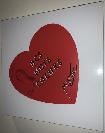 MISS.TIC  - Des mots coeurs, 2018 - Sérigraphie sur carton Signée au feutre 2
