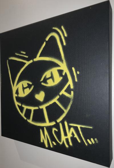M.Chat - Chat Souriant - Pochoir à l’encre sur carton - 2018 - Edition limitée 2