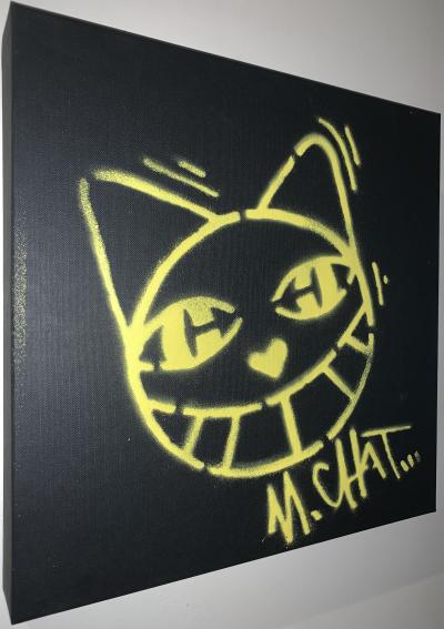 M.Chat - Chat Souriant - Pochoir à l’encre sur carton - 2018 - Edition limitée 2