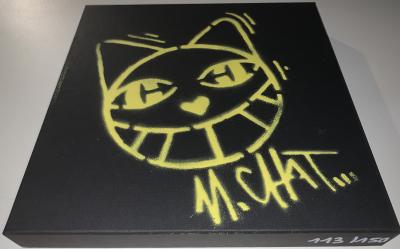 M.Chat - Chat Souriant - Pochoir à l’encre sur carton - 2018 - Edition limitée 2