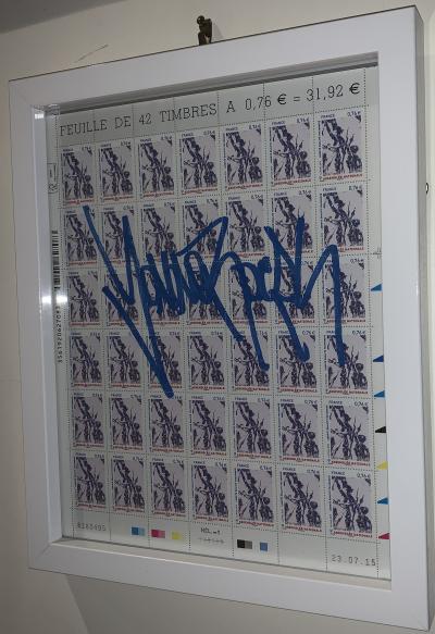 JonOne  Liberté Egalité franternité , 2015  Planche de timbres (42 timbres) , edition limité Signé à la main à l’encre bleu 2