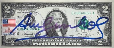 Andy WARHOL - 2$  - Billet de deux dollars signé à l’acrylic bleu - 1976 2