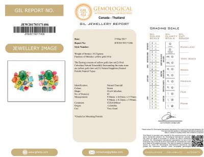 Boucles  d’oreilles en or jaune, émeraudes de Colombie et pierres fines 2