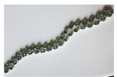 Bracelet souple en or gris 18 carats saphirs vert non chauffés 28 carats  et diamants - certificats 2