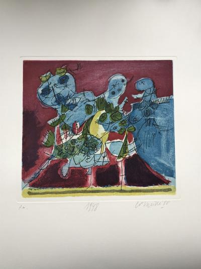 Guillaume CORNEILLE - Composition, circa 1988 - Gravure signée au crayon 2