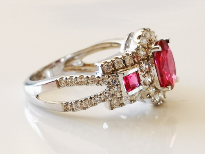 Bague en or gris de style art déco rubis et diamants - certificat 2