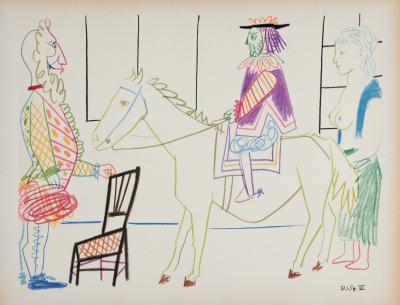 Pablo PICASSO - Clown, Knight & Woman, 1954 - Lithograph 2