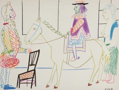 Pablo PICASSO - Clown, Knight & Woman, 1954 - Lithograph 2