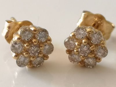 Boucles d’oreilles marguerites en or jaune et diamants 2