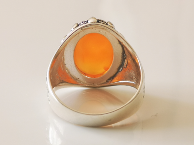 Bague chevalière en argent agathe cornaline de 12 carats 2