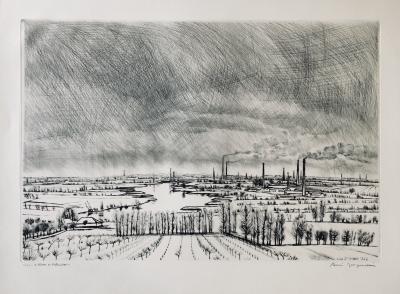 André JACQUEMIN - Le Rhin en Hollande, 1963 - Eau-forte originale signée 2