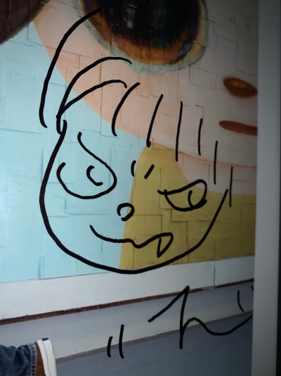 Yoshitomo NARA - Angry Boy - Dessin au feutre noir sur photographie - Signée 2