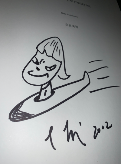 Yoshitomo NARA - Rocket Girl, 2002 - Dessin sur page de livre - 2002 - Signée 2