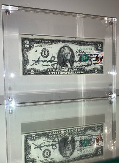 Andy WARHOL - 2$ , 1976 - Billet de deux dollars signé à l’acrylic noir 2