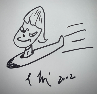 Yoshitomo NARA - Rocket Girl, 2002 - Dessin sur page de livre - 2002 - Signée 2