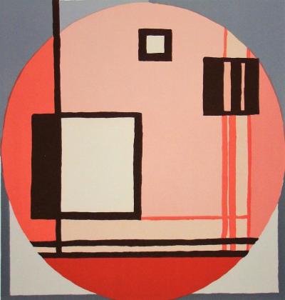 Mario RADICE - Compositione astratta rosa, 1975 - Lithographie originale signée 2