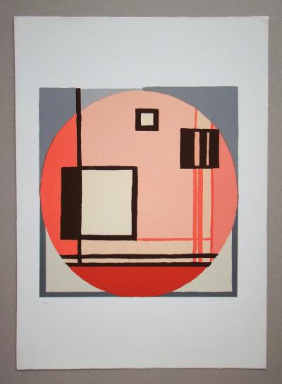 Mario RADICE - Compositione astratta rosa, 1975 - Lithographie originale signée 2