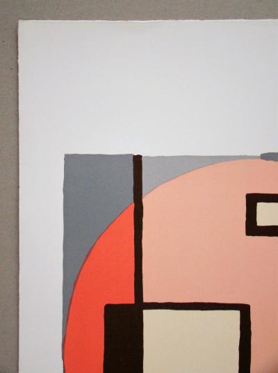 Mario RADICE - Compositione astratta rosa, 1975 - Lithographie originale signée 2