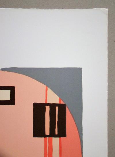 Mario RADICE - Compositione astratta rosa, 1975 - Lithographie originale signée 2