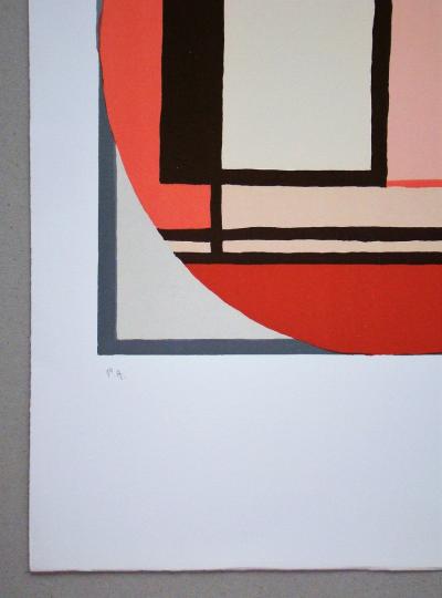 Mario RADICE - Compositione astratta rosa, 1975 - Lithographie originale signée 2